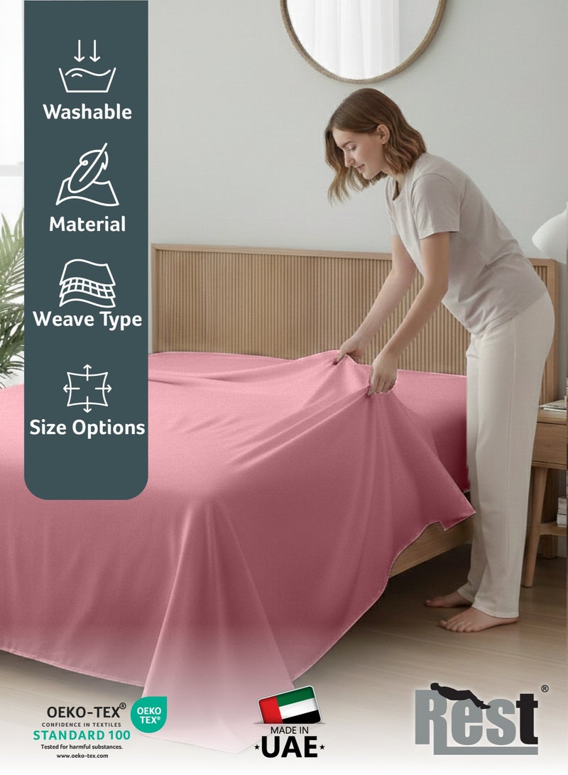 REST Flat Bedsheet 160x220cm Plush Mauve Breathable Machine Washbale Bedsheet Extra Soft Easy Fit Highly Breathable Bedding & Linen Cover - Image 5